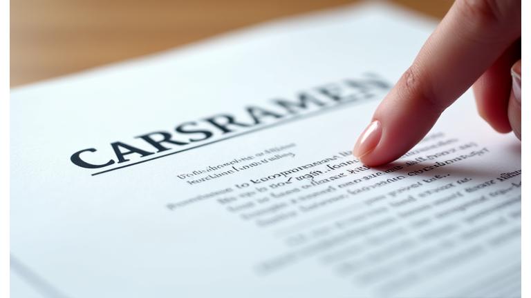 利用条件が書かれた契約書を指差す手のクローズアップ